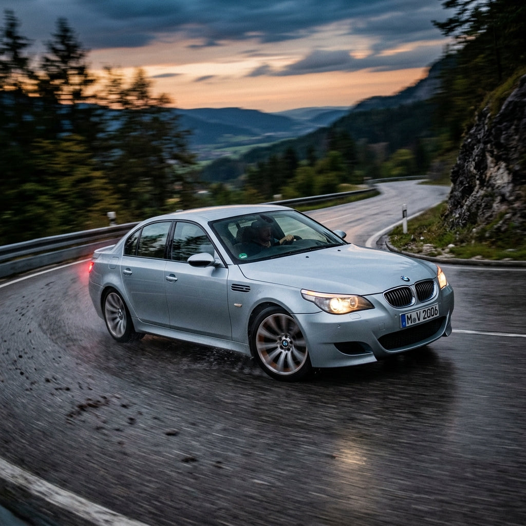 Action Shot: BMW 5 Series Driving Fast