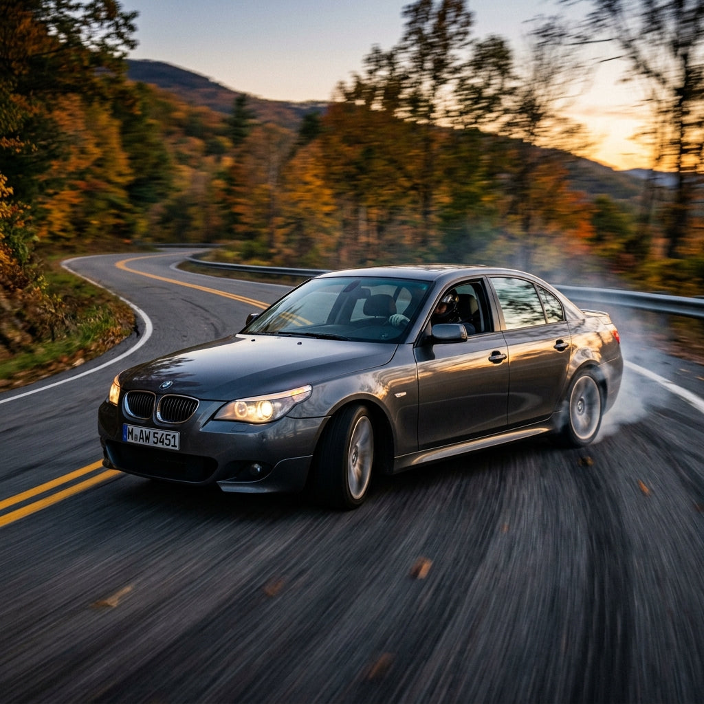 Action Shot: BMW 5 Series Driving Fast