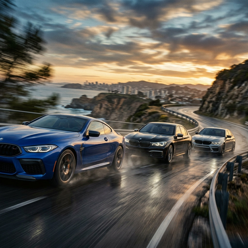 Action Shot: BMW 8 Series,7 Series,5 Series Driving Fast