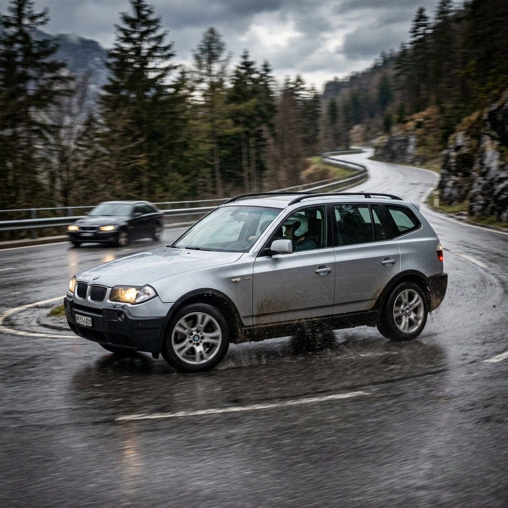 Action Shot: BMW X3 Driving Fast
