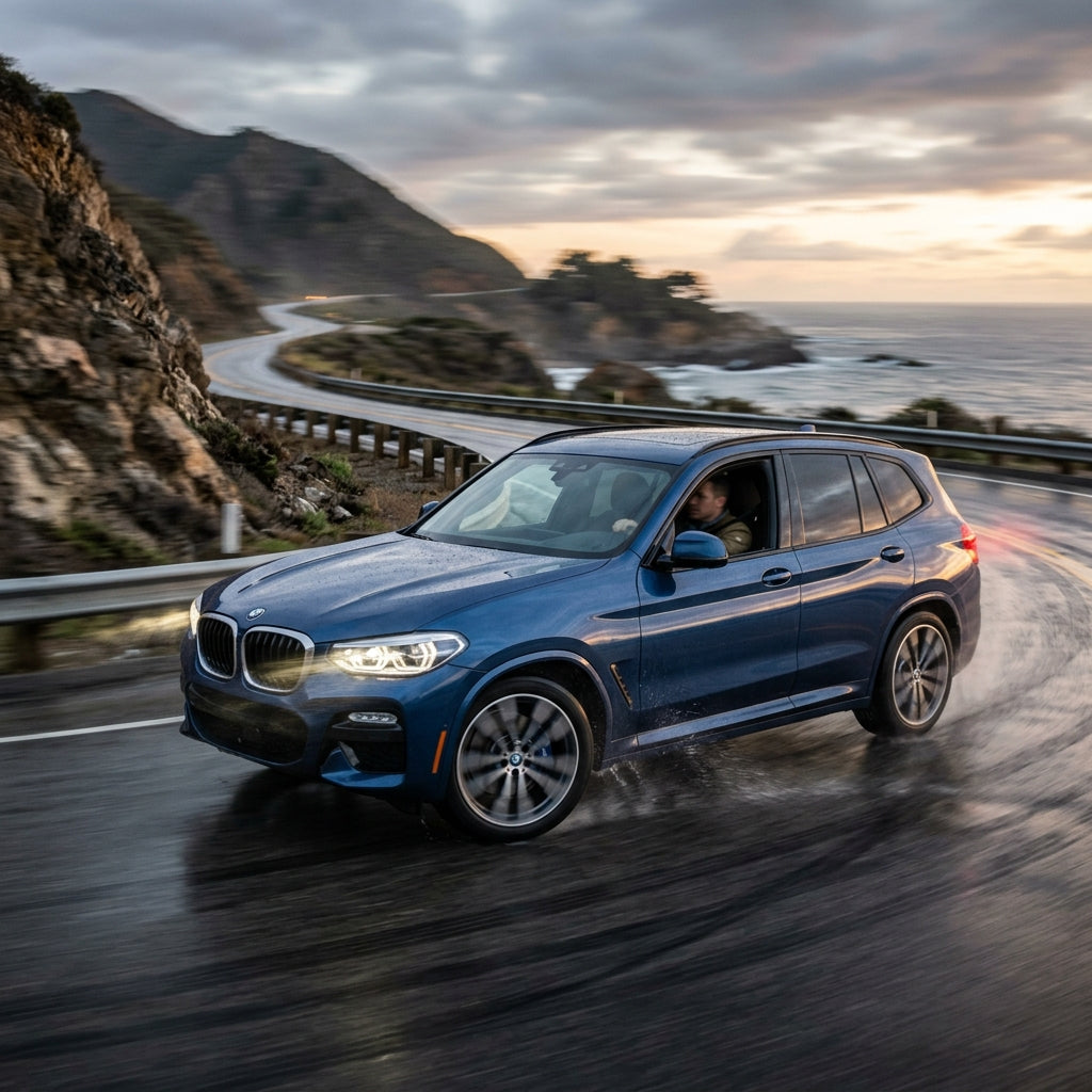 Action Shot: BMW X3 Driving Fast