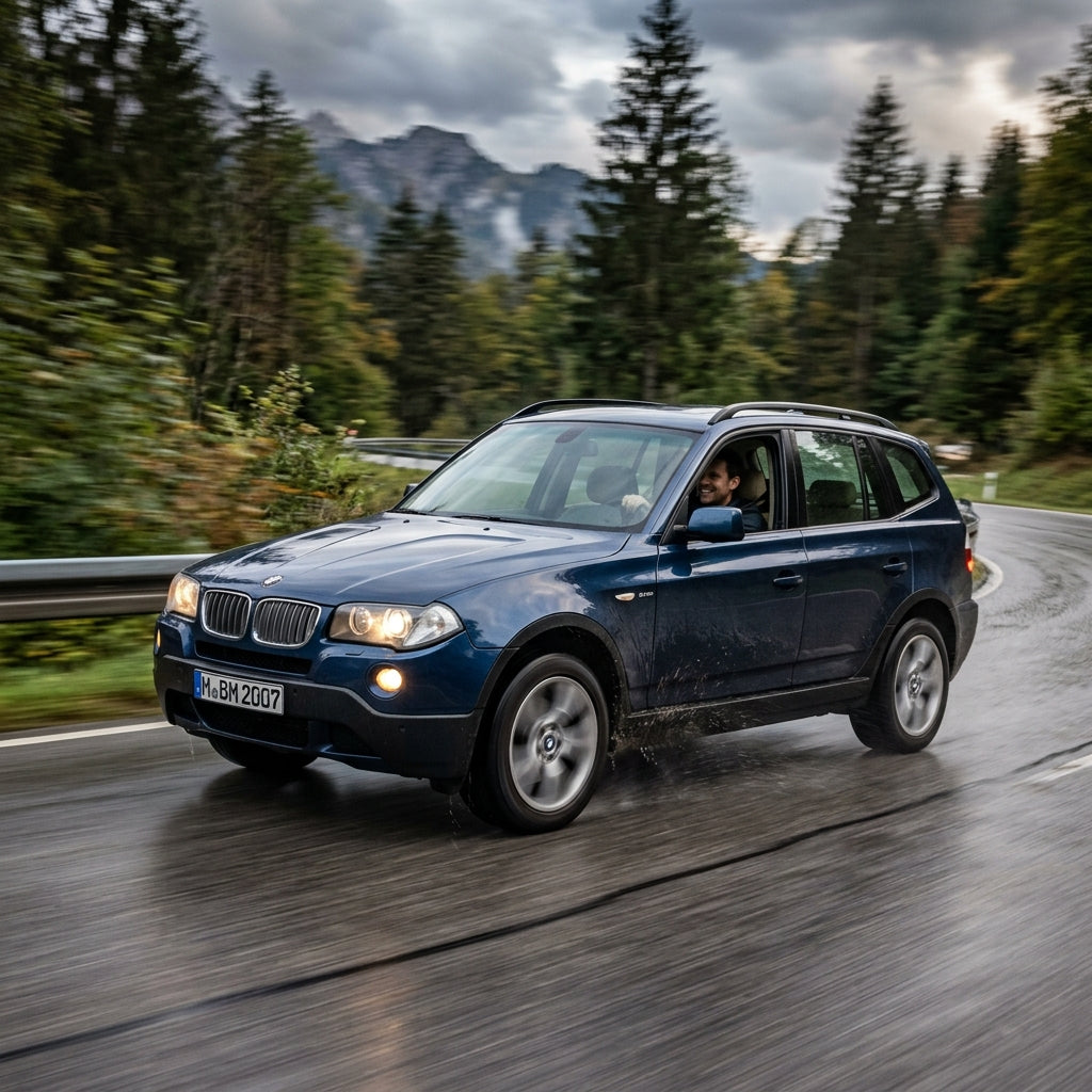 Action Shot: BMW X3 Driving Fast