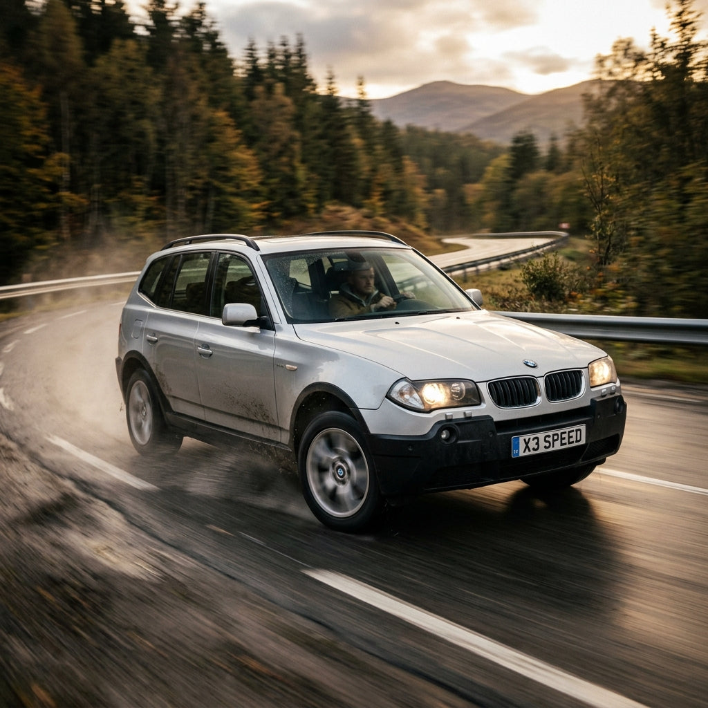 Action Shot: BMW X3 Driving Fast