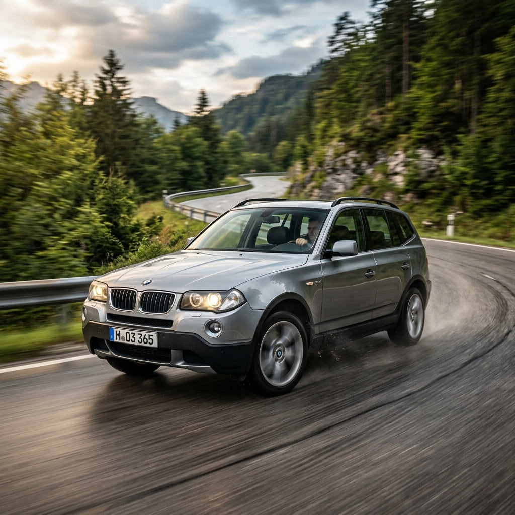 Action Shot: BMW X3 Driving Fast