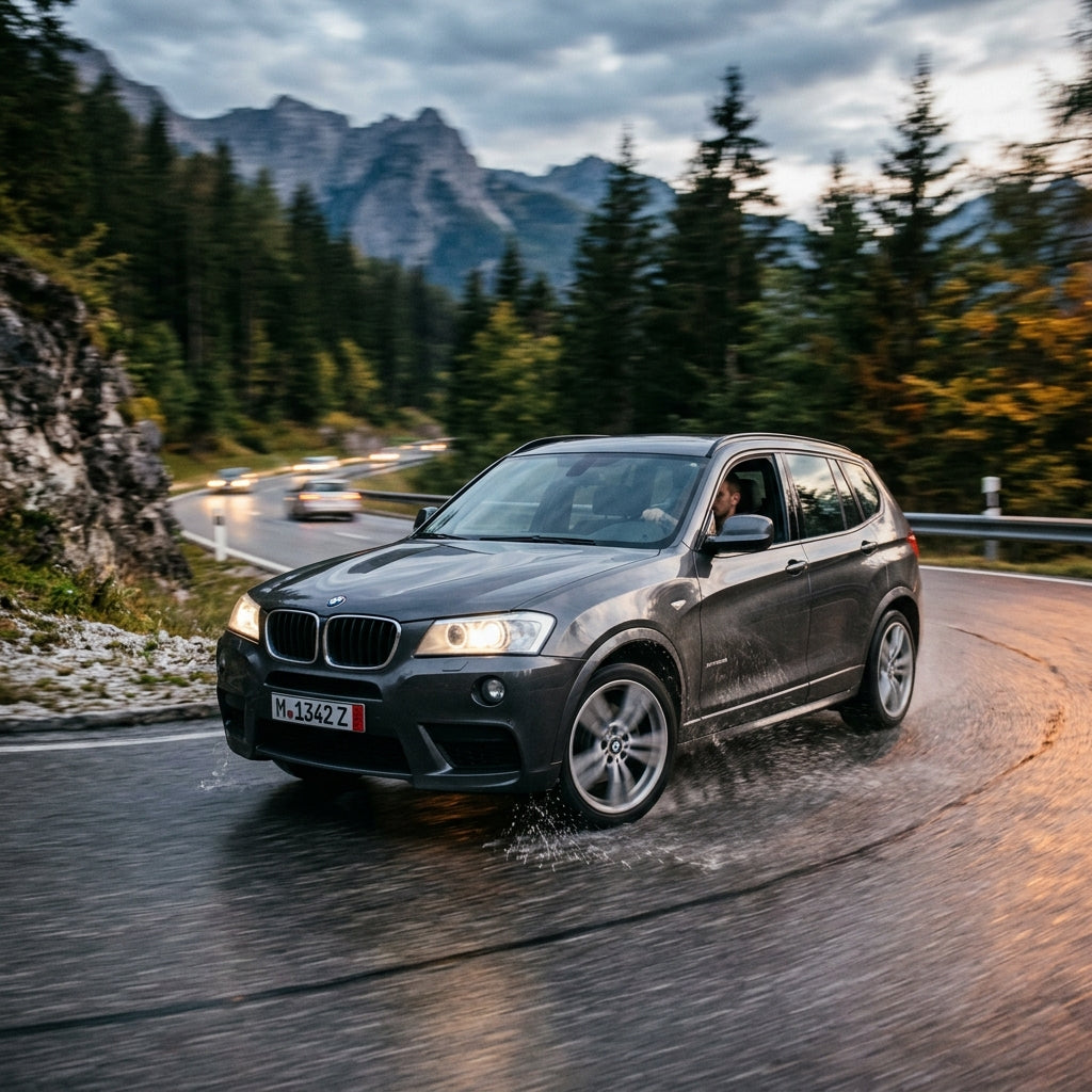 Action Shot: BMW X3 Driving Fast