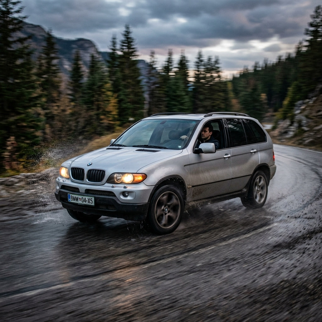 Action Shot: BMW X5 Driving Fast