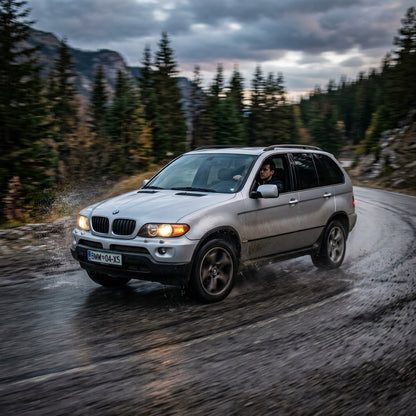 Action Shot: BMW X5 Driving Fast
