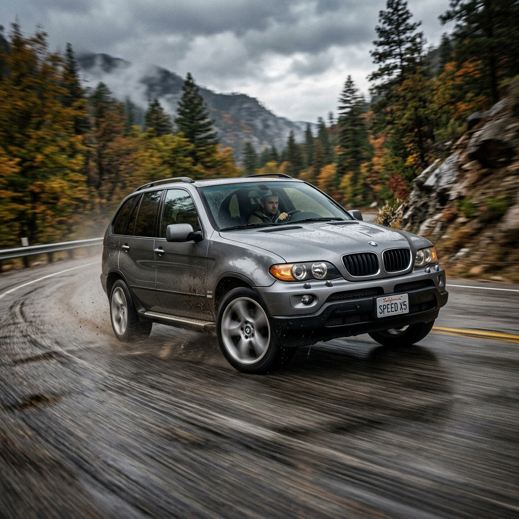 Action Shot: BMW X5 Driving Fast