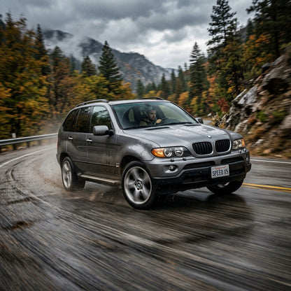Action Shot: BMW X5 Driving Fast
