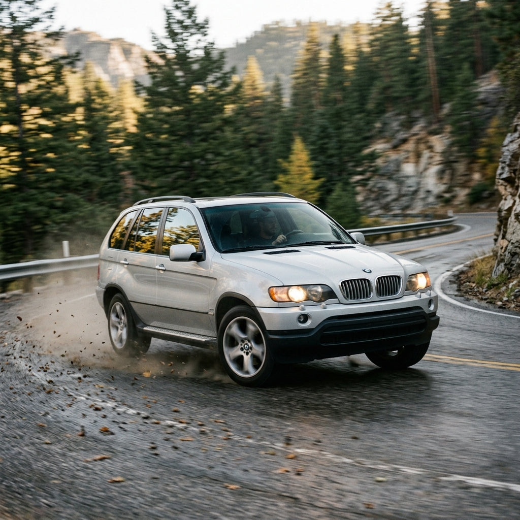 Action Shot: BMW X5 Driving Fast