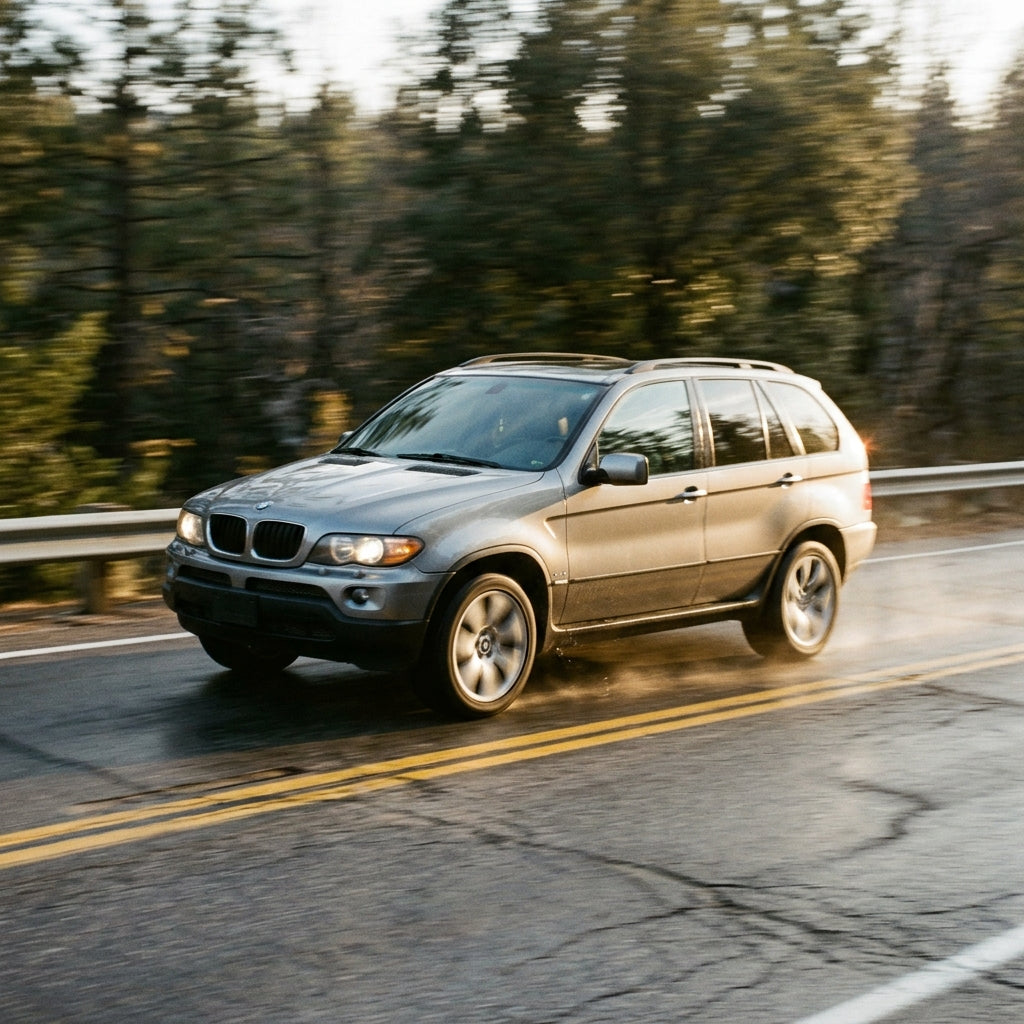 Action Shot: BMW X5 Driving Fast