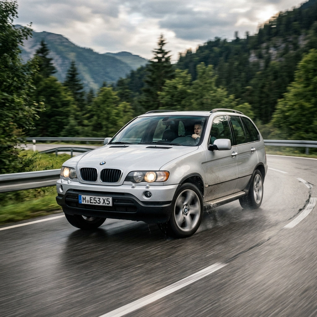 Action Shot: BMW X5 Driving Fast