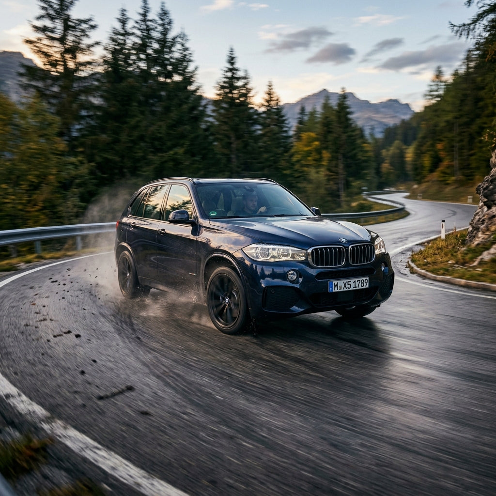 Action Shot: BMW X5 Driving Fast