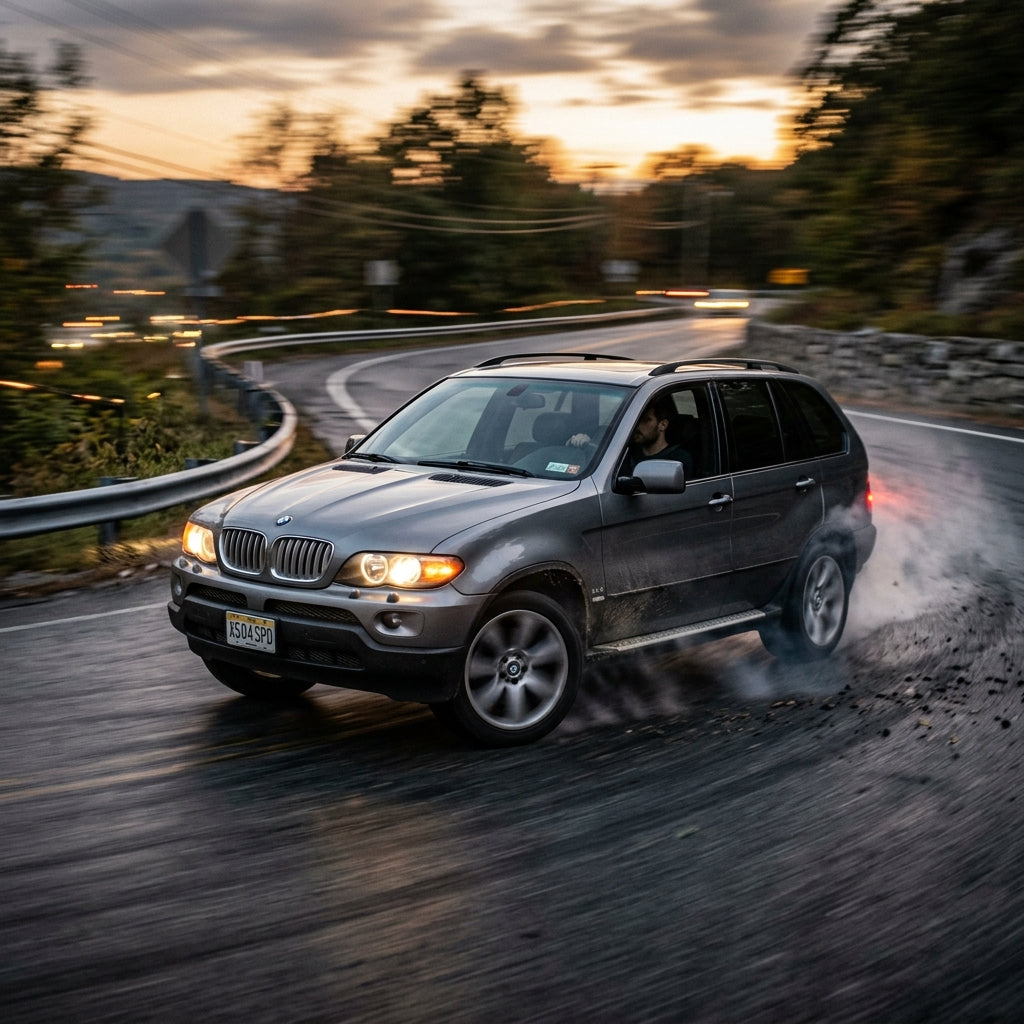 Action Shot: BMW X5 Driving Fast
