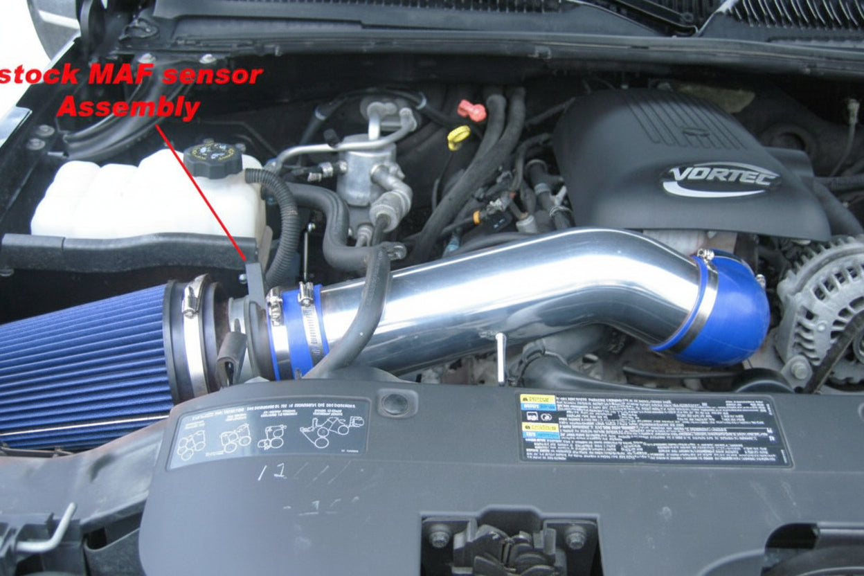 Cold Air Intake W/Heat Shield for Chevy Silverado 2500/GMC Sierra 3500 (1999-2006) 5.3L/6.0L V8 Engine Blue
