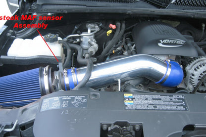 Cold Air Intake W/Heat Shield for Chevy Silverado 2500/GMC Sierra 3500 (1999-2006) 5.3L/6.0L V8 Engine Blue