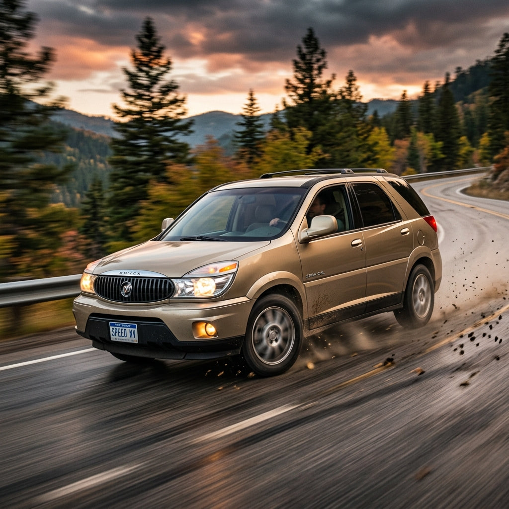 Action Shot: Buick Rendezvous Driving Fast