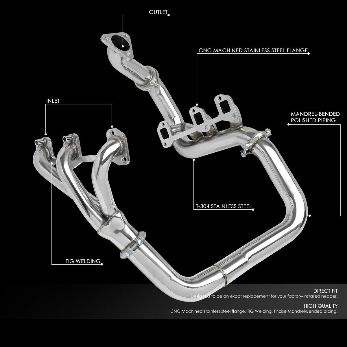 Tubular Manifold Tri-Y Exhaust Header for Buick Regal (1984-1985) with 3.8L V6 Turbo Engine