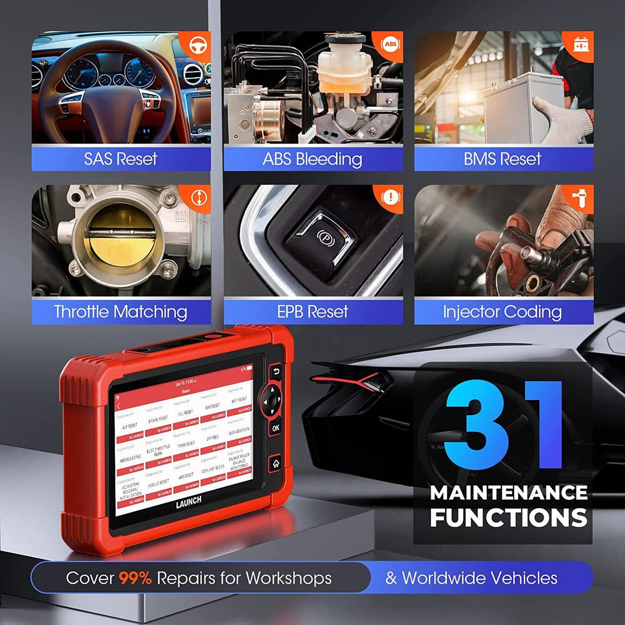 Pro Bi-directional Test OBD2 Bluetooth Automotive Diagnostic Tablet Scanner Tool ECU Coding