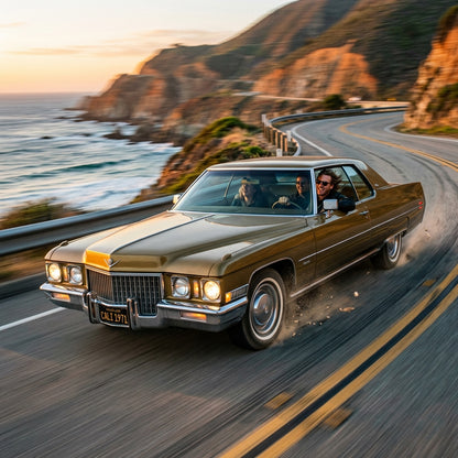 Action Shot: Cadillac Deville Driving Fast