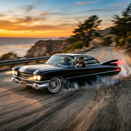 Action Shot: Cadillac Deville Driving Fast