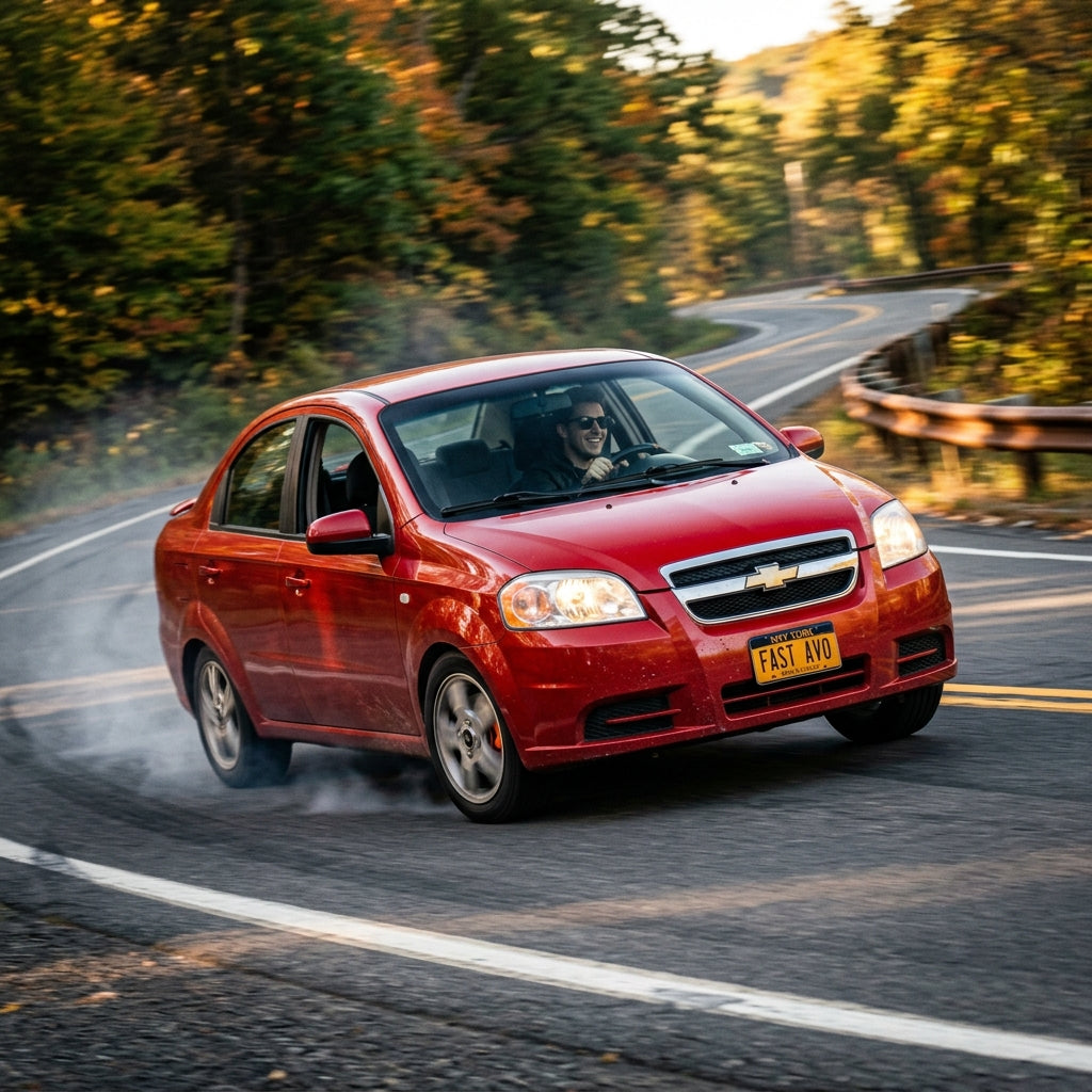 Action Shot: Chevrolet Aveo Driving Fast