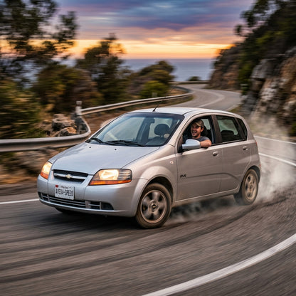 Action Shot: Chevrolet Aveo Driving Fast