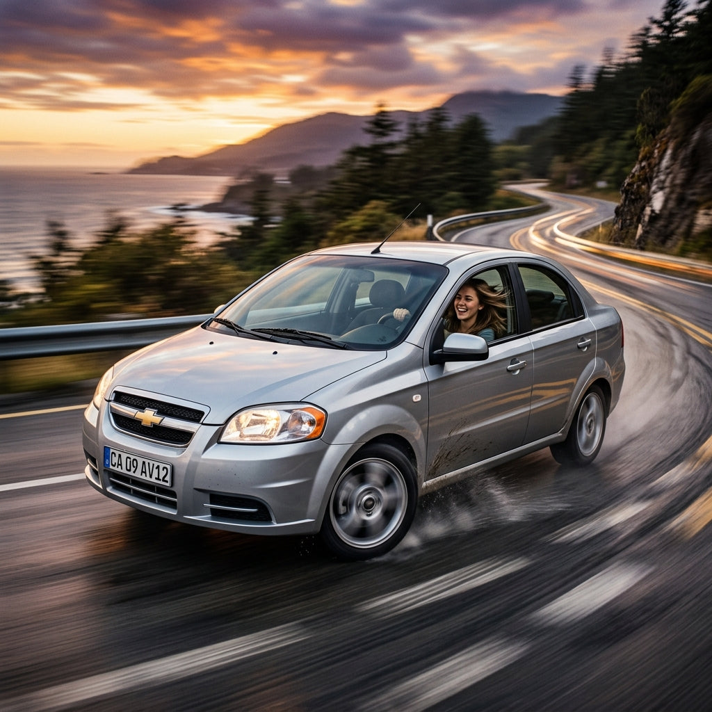 Action Shot: Chevrolet Aveo Driving Fast