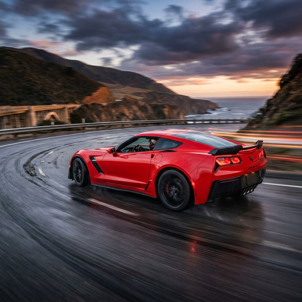 Action Shot: Chevrolet Corvette Driving Fast