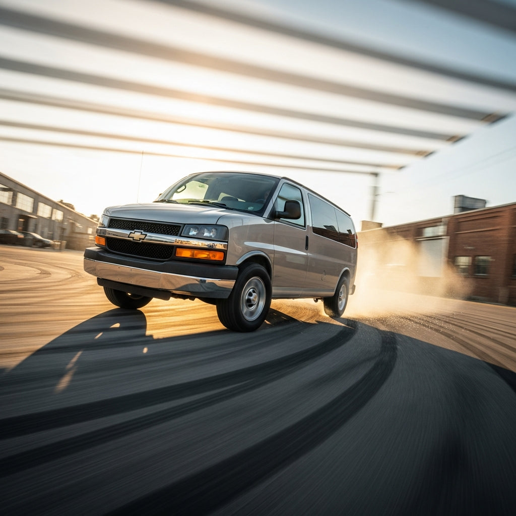 Action Shot: Chevrolet Express Driving Fast