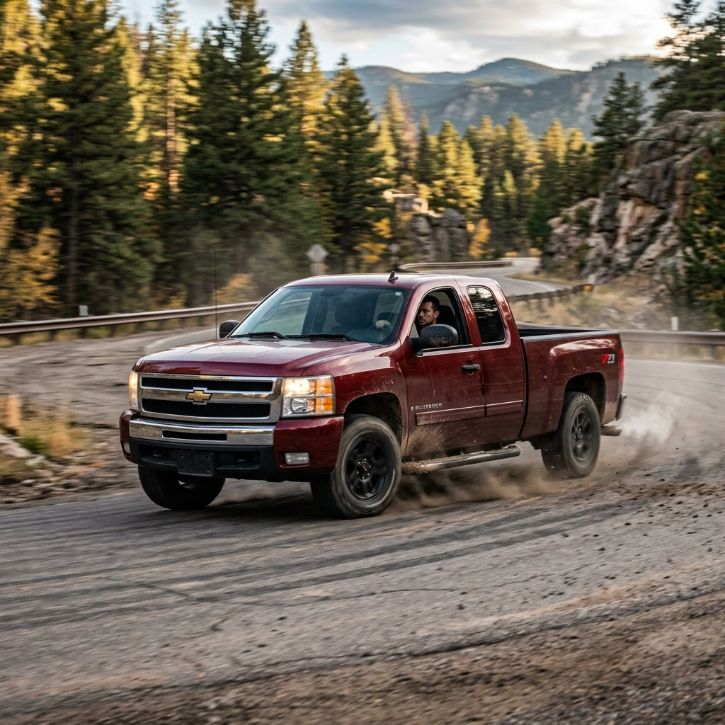 Action Shot: Chevrolet Silverado Driving Fast