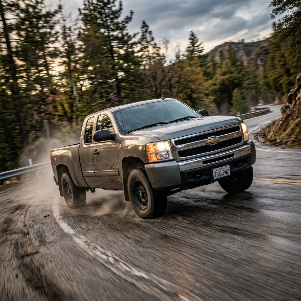 Action Shot: Chevrolet Silverado Driving Fast