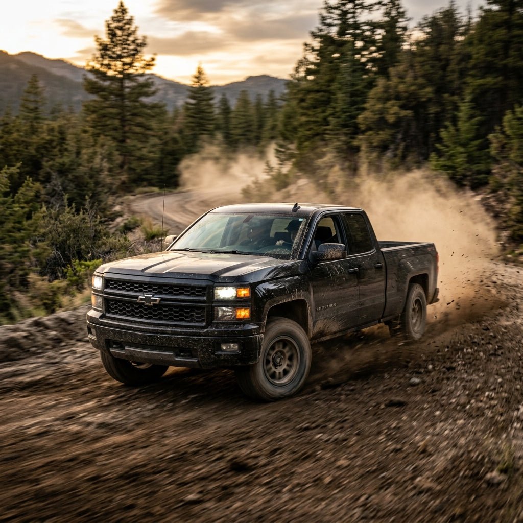 Action Shot: Chevrolet Silverado Driving Fast