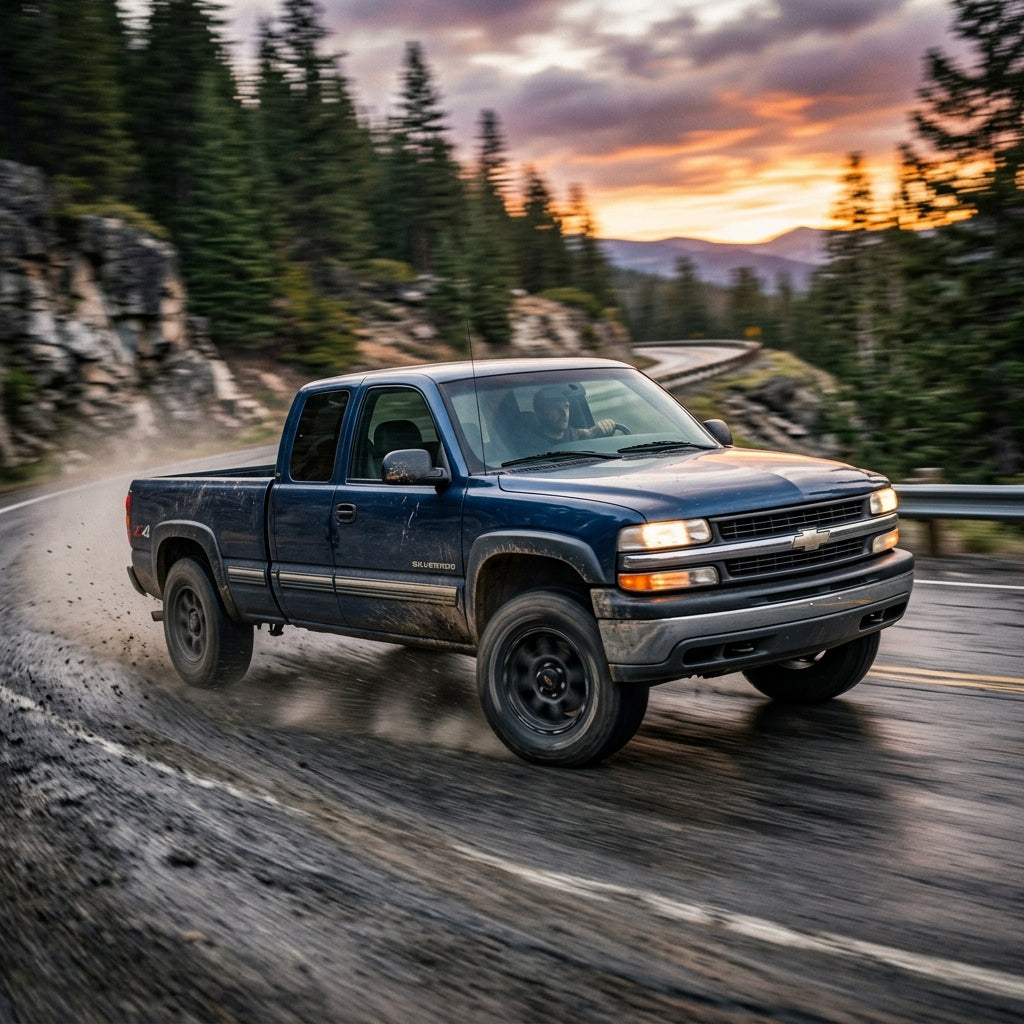 Action Shot: Chevrolet Silverado Driving Fast