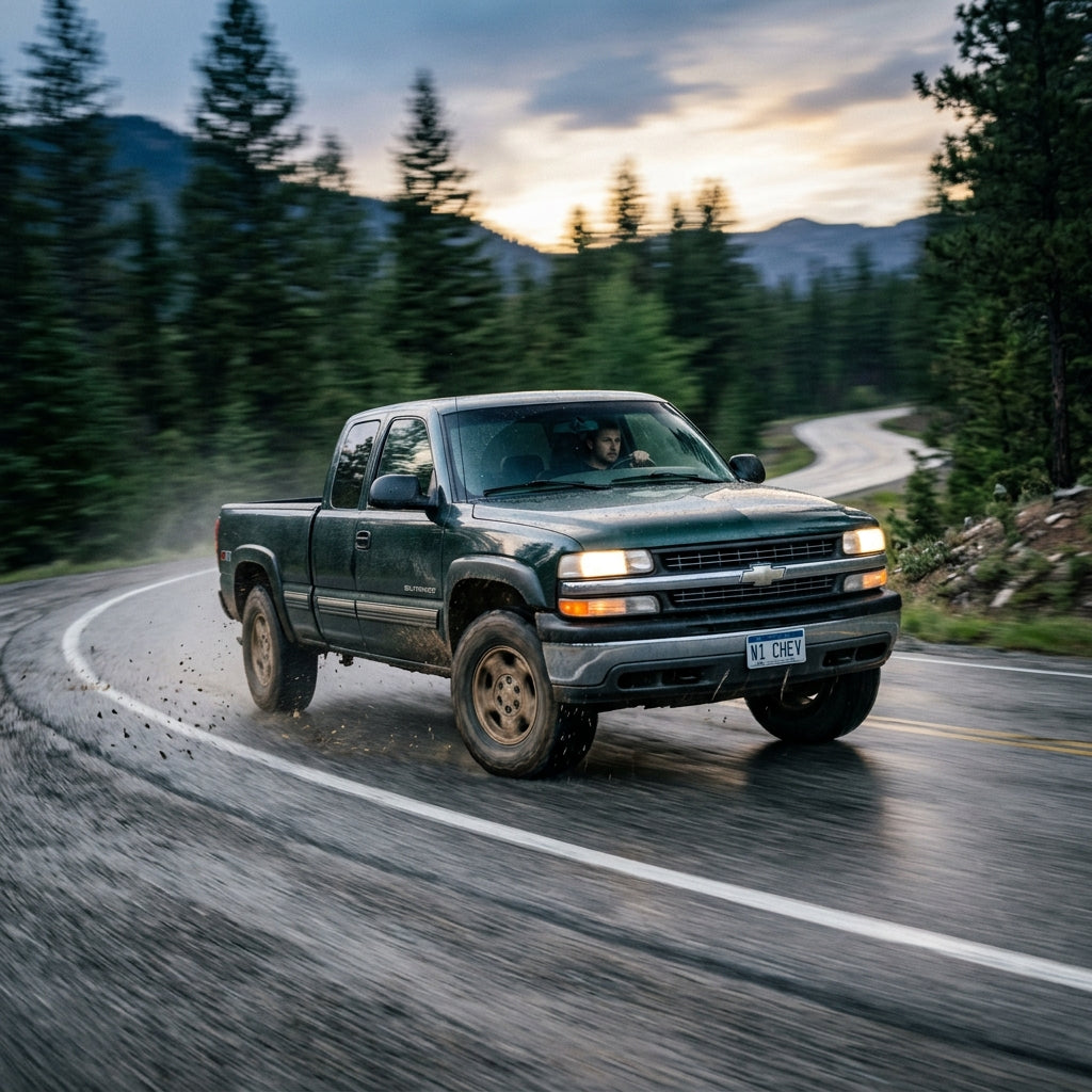 Action Shot: Chevrolet Silverado Driving Fast