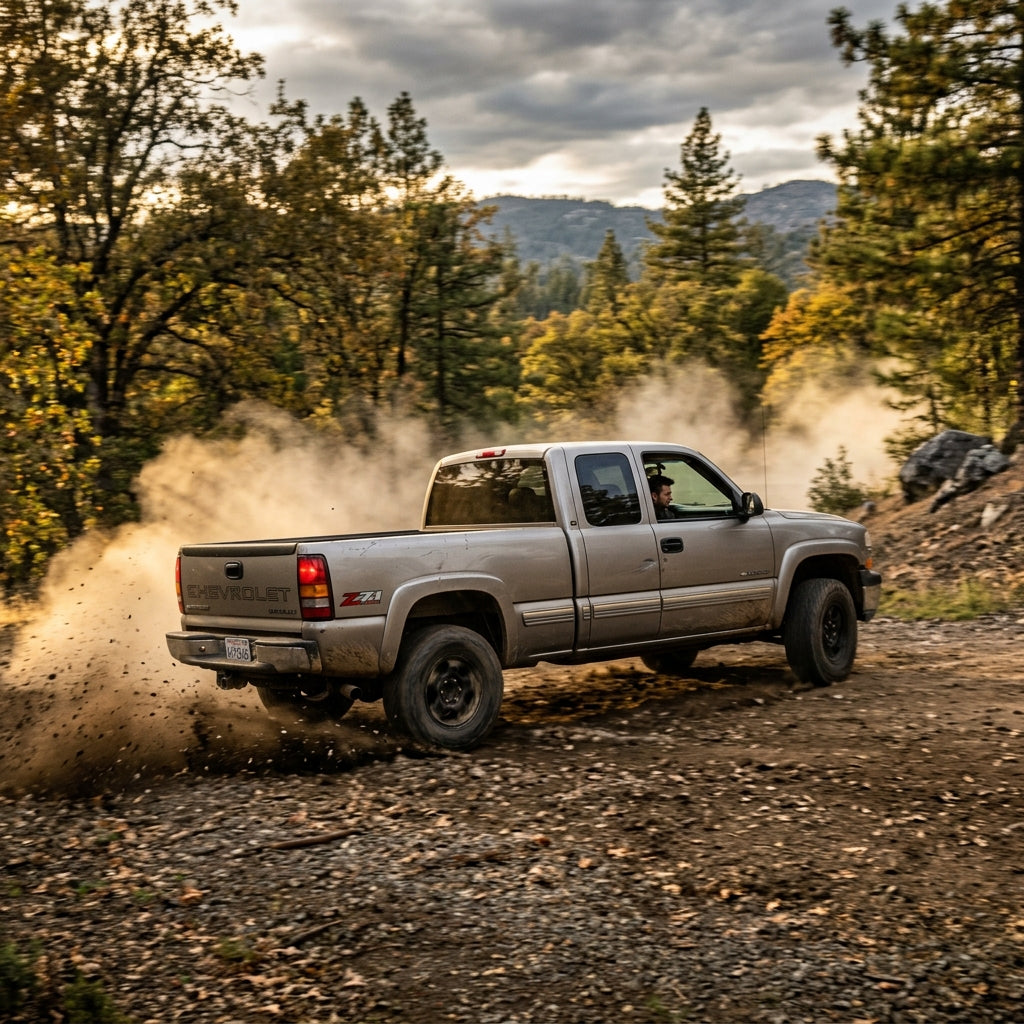 Action Shot: Chevrolet Silverado 1500 Driving Fast