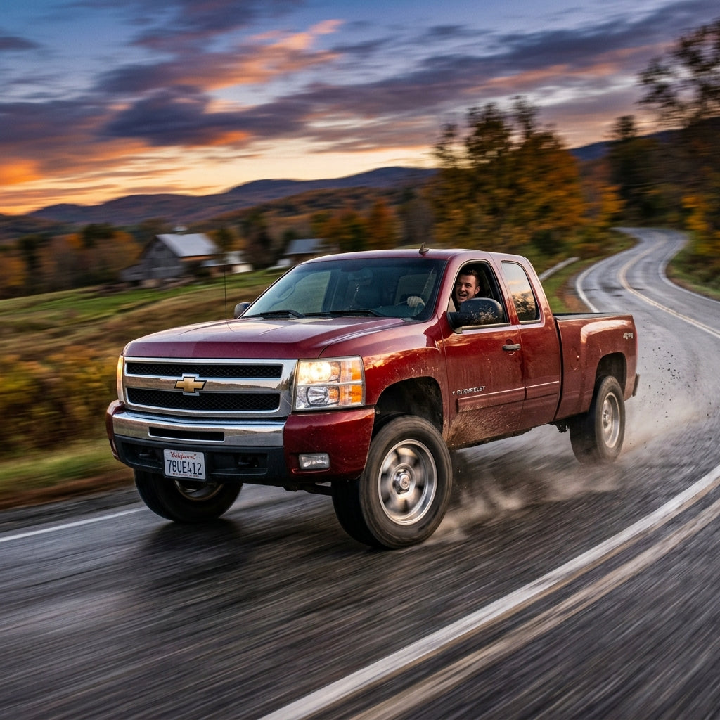 Action Shot: Chevrolet Silverado 1500 Driving Fast