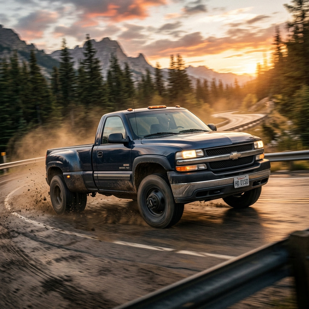 Action Shot: Chevrolet Silverado 3500 Driving Fast