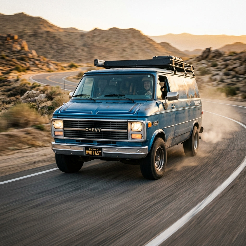 Action Shot: Chevrolet Van Driving Fast