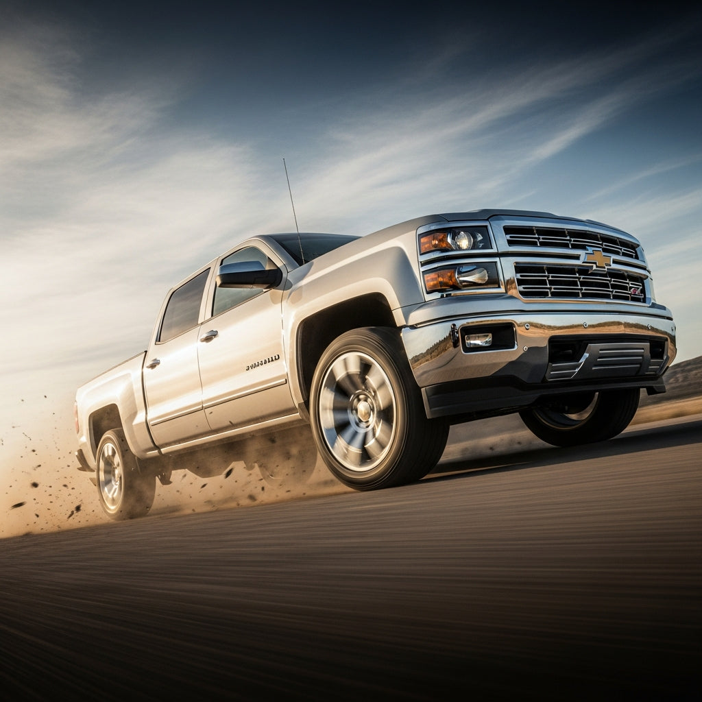 Action Shot: Chevrolet, GMC  Silverado, Sierra Driving Fast
