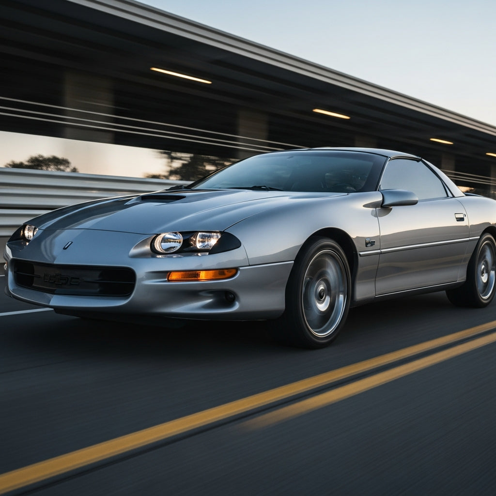 Action Shot: Chevrolet, Pontiac Camaro, Firebird Driving Fast