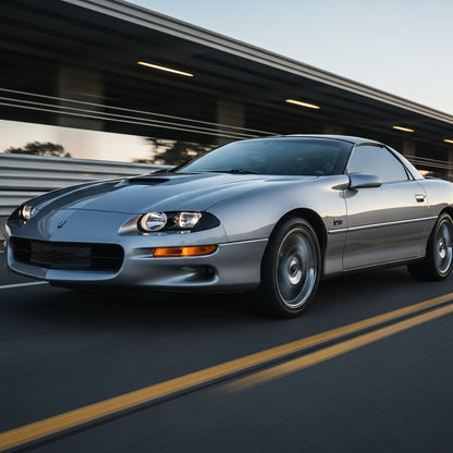 Action Shot: Chevrolet, Pontiac Camaro, Firebird Driving Fast