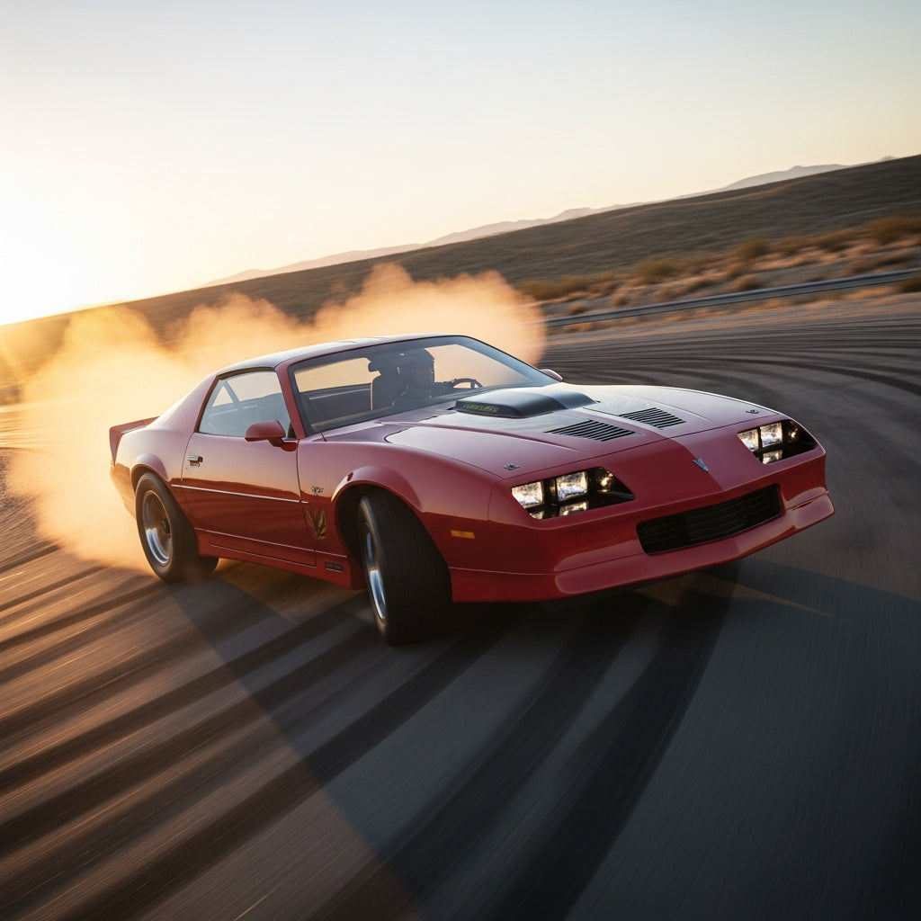 Action Shot: Chevrolet, Pontiac Camaro, Firebird Driving Fast