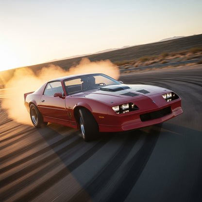 Action Shot: Chevrolet, Pontiac Camaro, Firebird Driving Fast
