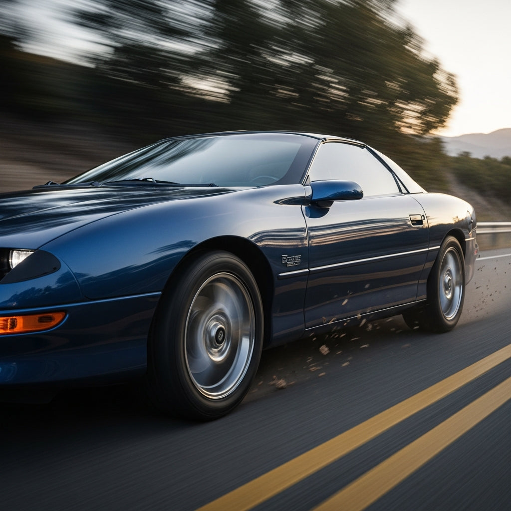 Action Shot: Chevrolet, Pontiac Camaro, Firebird Driving Fast
