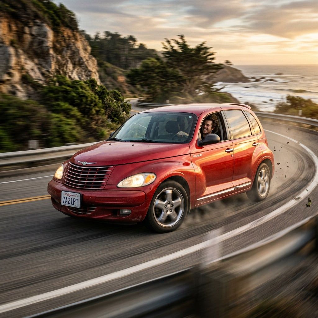 Action Shot: Chrysler PT Cruiser Driving Fast