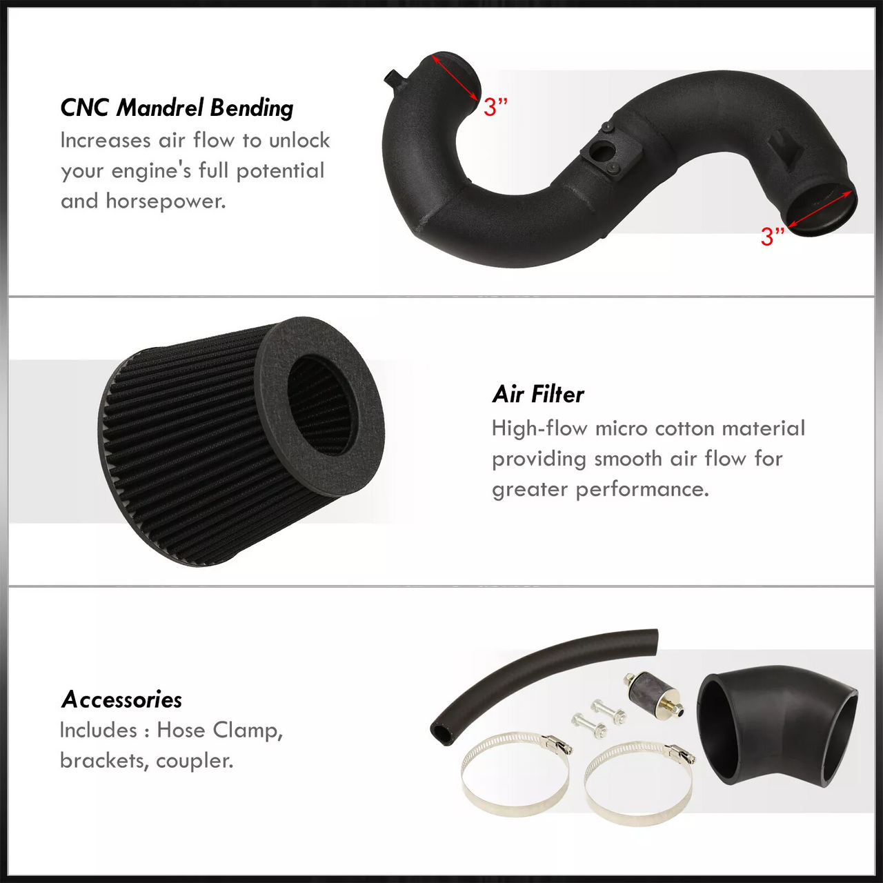 Cold Air Intake Kit for Honda Civic Si (2012-2015) 2.4L Engine