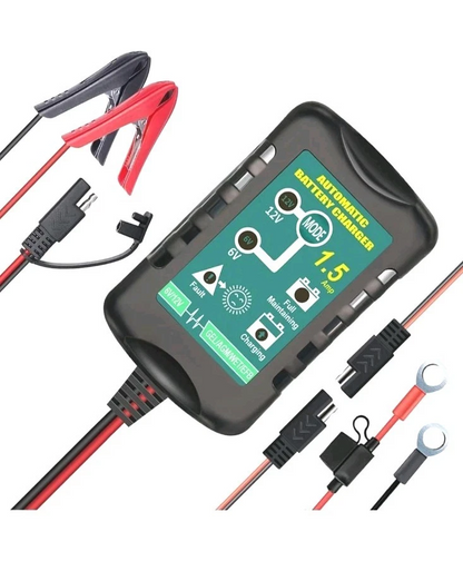 6V 12V Automatic 1.5 Amp Battery Charger for Car Motorcycle Car ATV