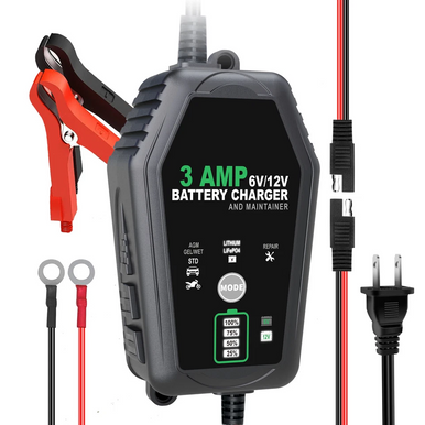 6V 12V Automatic 3.0 Amp Battery Charger for Car Motorcycle Car ATV Default Title