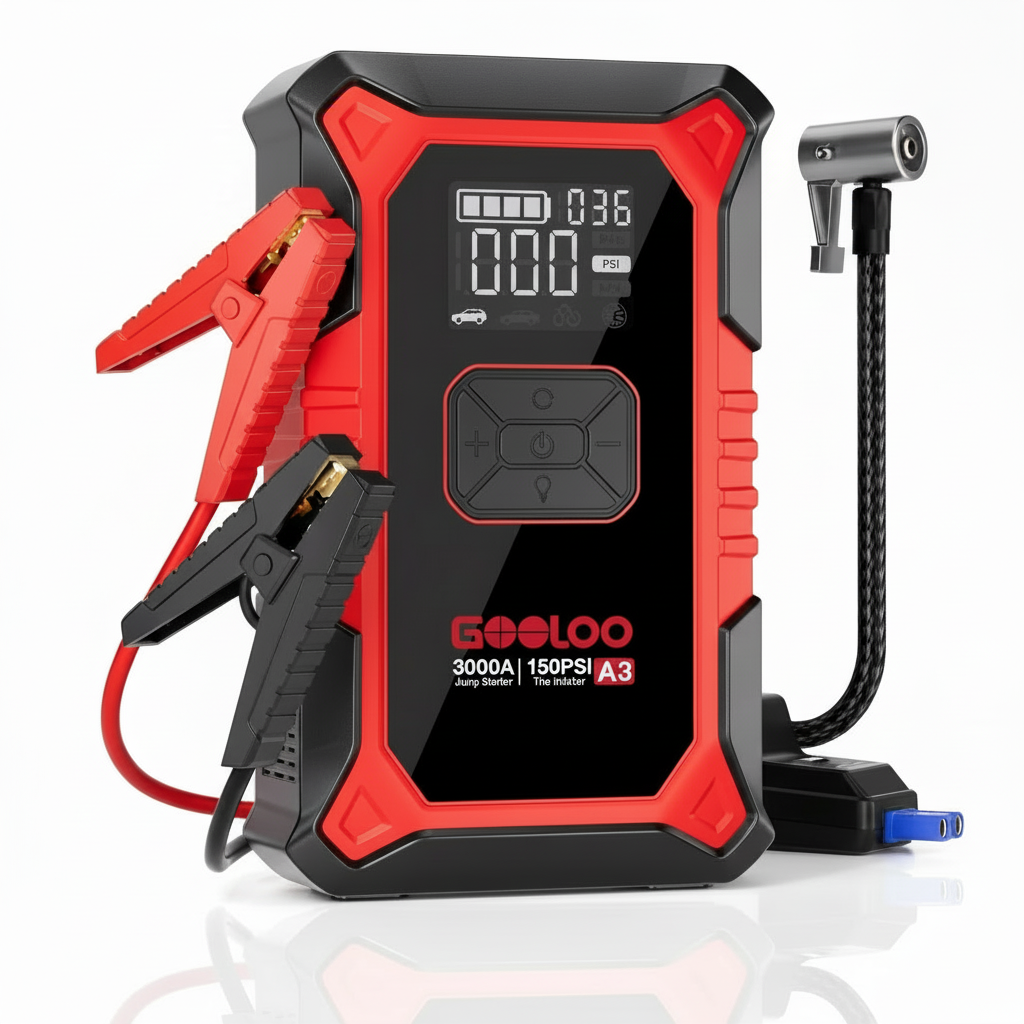 Portable Jump Starter & Air Compressor 3000A 12V Car Truck Gas Diesel Battery Charger & Booster